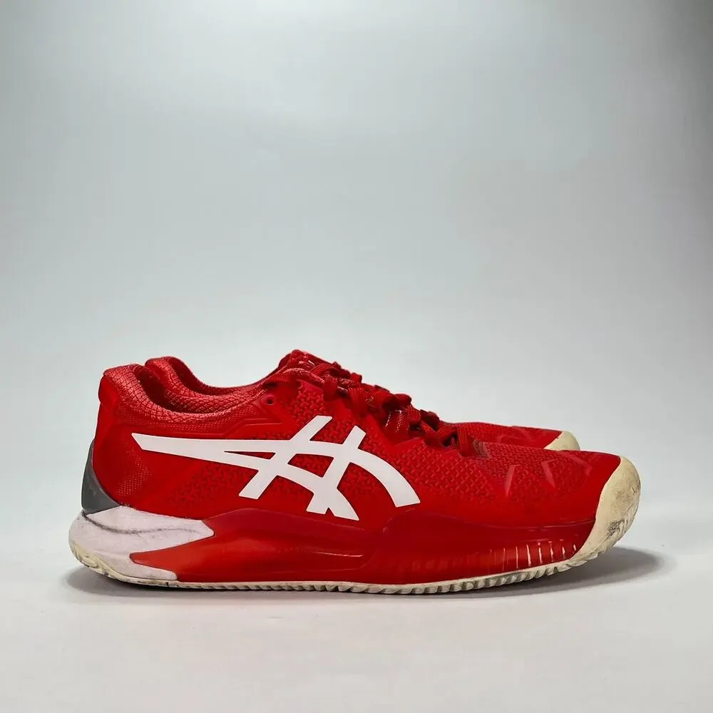 ASICS Gel-Resolution 8 Red White Pickleball Tennis Shoes 1042A070 Womens Sz 6.5
